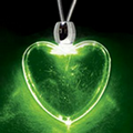 Light Up Necklace - Acrylic Heart Pendant - Green